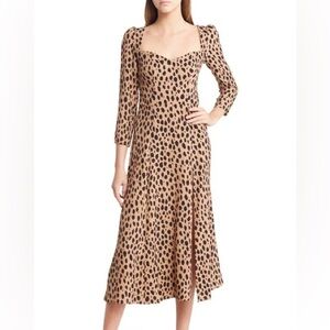 Reformation Brown Leopard Long Sleeve Dress
